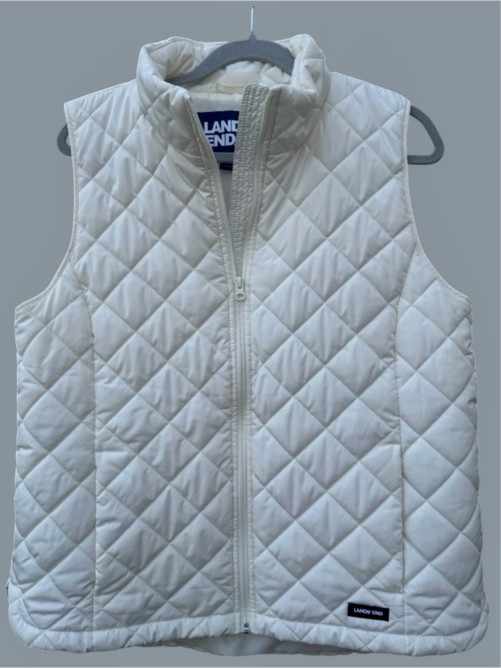 Lands’ End Woman's White Ivory Quilted Insulated Large Vest Lightweight layering